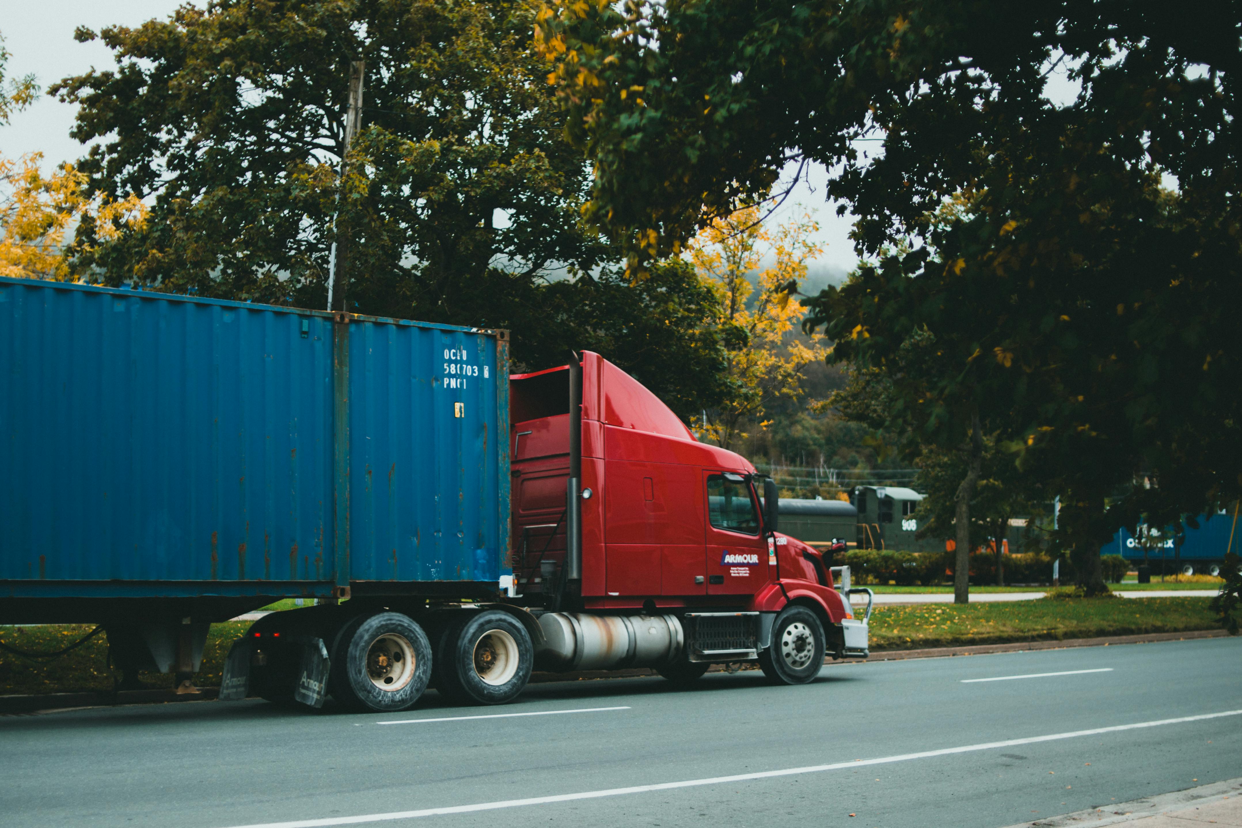Freight truck transporting commercial cargo